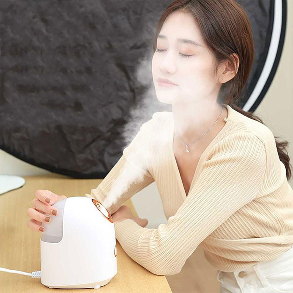 (40℃) Elektrischer Beauty Gesichts Steamer Feuchtigkeitsspendender Dampfer - Weiss / Rosa