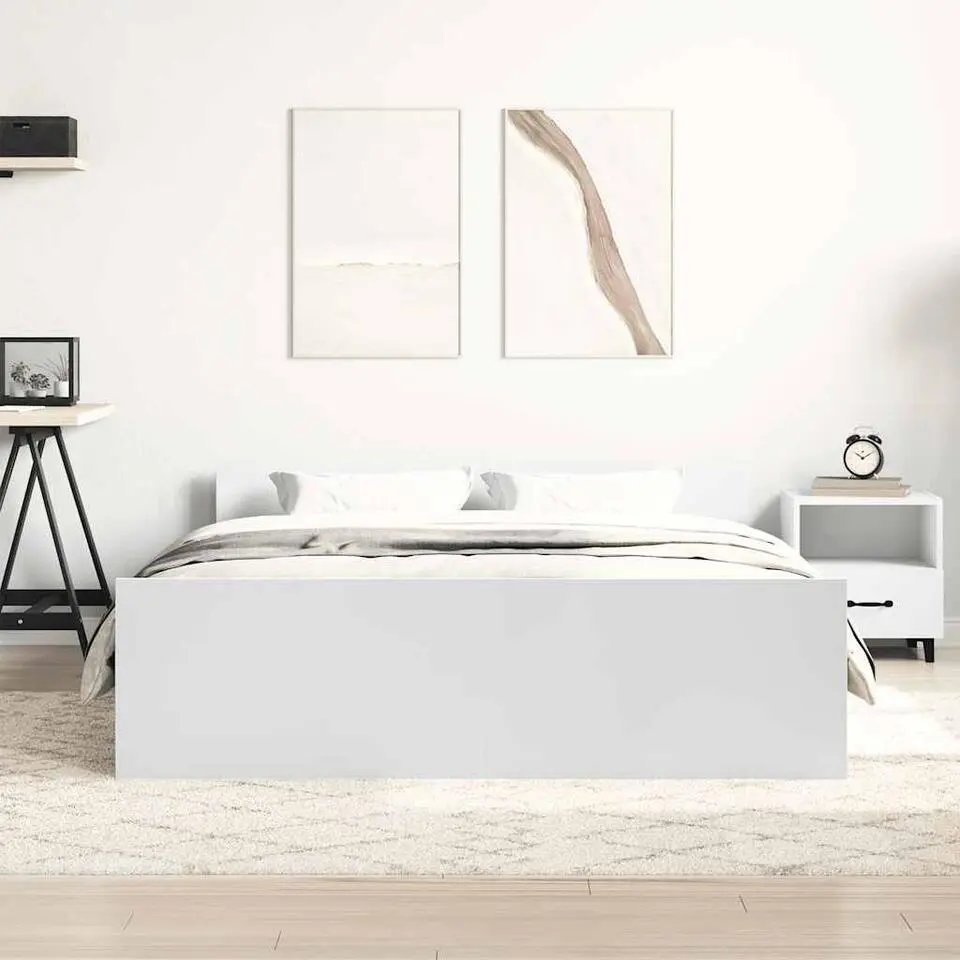 vidaXL - Bed frame met hoofd- en voeteneinde - Wit - 140x200 cm