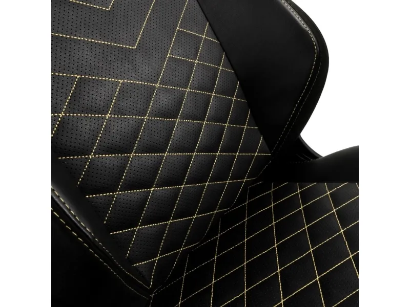 Noblechairs Hero - Stol - ergonomisk - armstøtter - T-formet - vippe - drejeled - aluminium, polyurethan, stål, memory foam, polyuretan vegan falsk læder - sort, guld