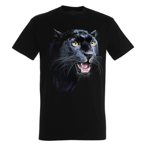 Camiseta com a cabeça da Pantera Negra, preta