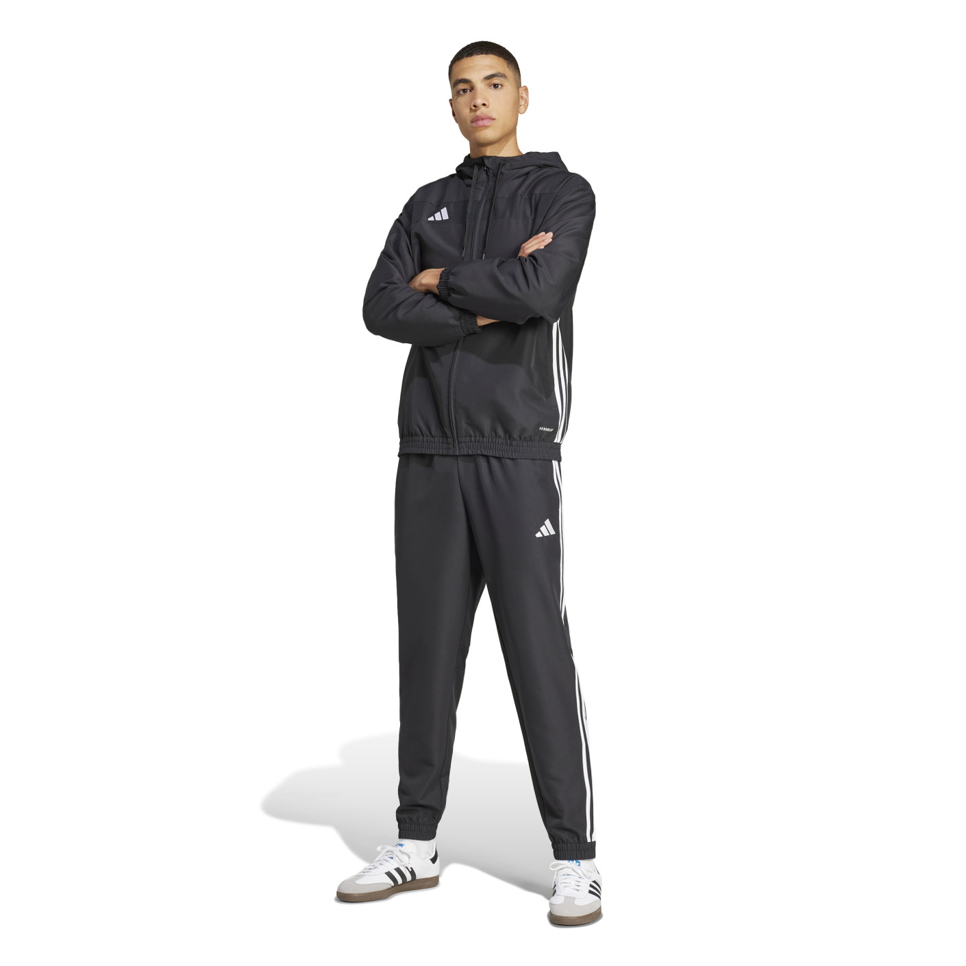 adidas Tiro 25 Essentials Trainingspak Full-Zip Woven Zwart Wit
