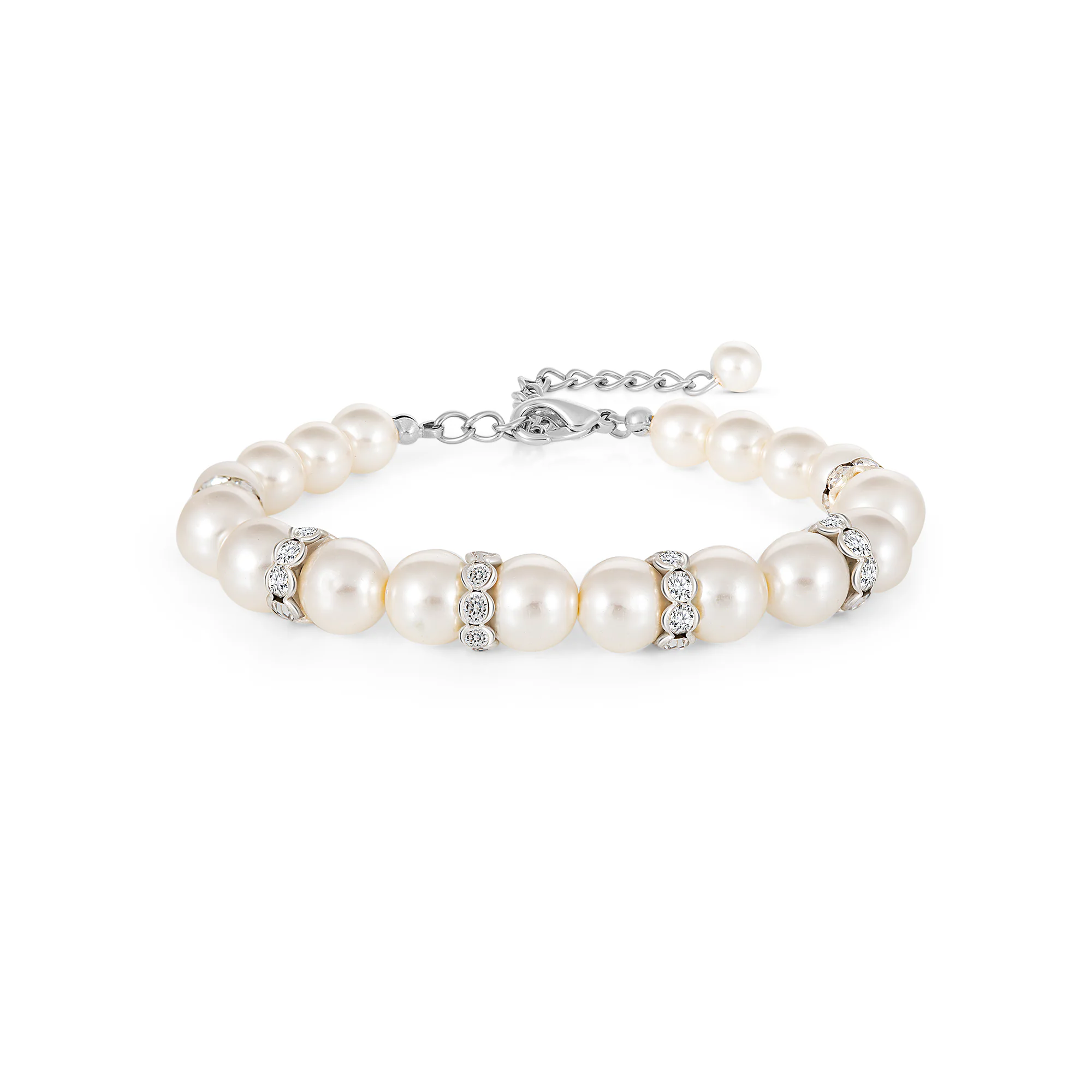 Steuer Modeschmuck Armband Glasperlenarmband weiß mit Strasszierde