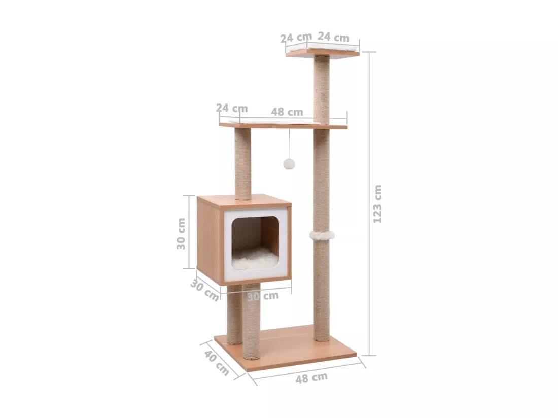 Arbre à chat avec tapis à gratter en sisal 123 cm