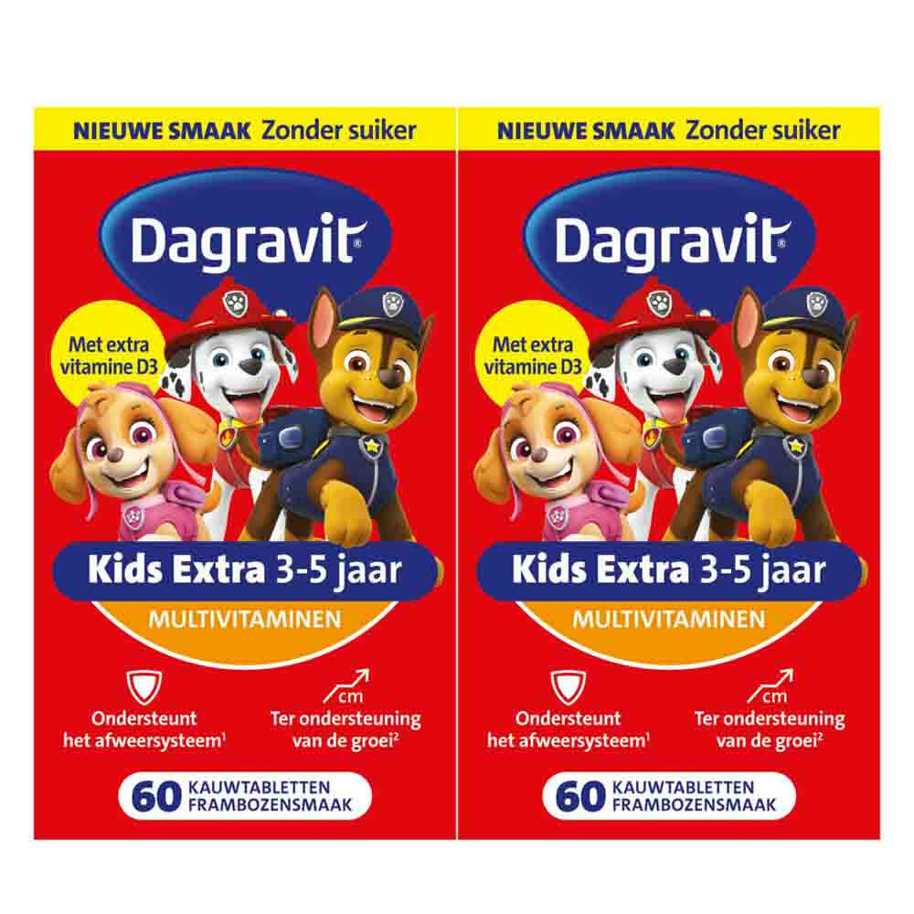 2x Dagravit Multivitamine Kids Xtra 3-5 Jaar Paw Patrol60 Kauwtabletten