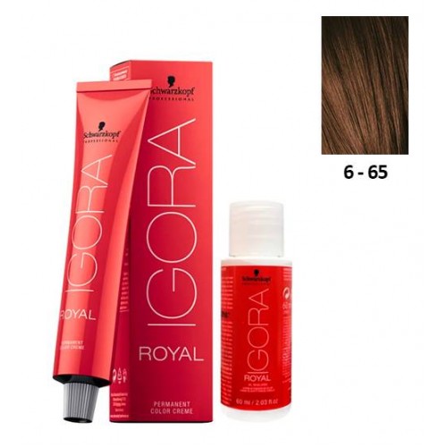 Schwarzkopf Igora Royal 6-65 Louro Escuro Marron Dourado 60ml   Oxidante 20V