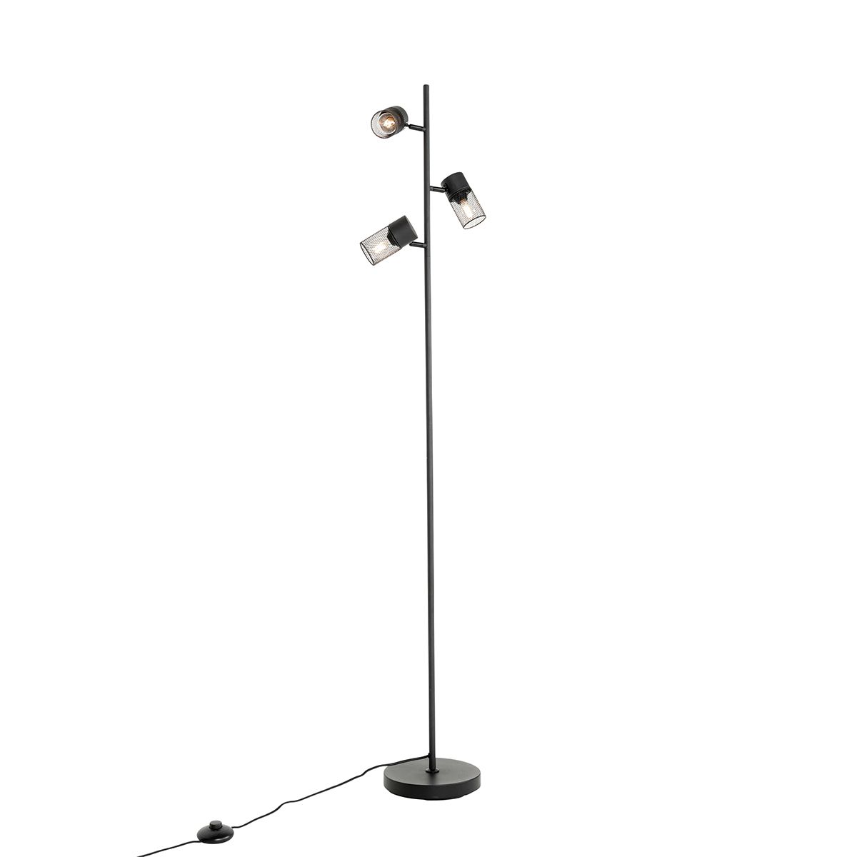 Industriële vloerlamp zwart 3-lichts - Jim