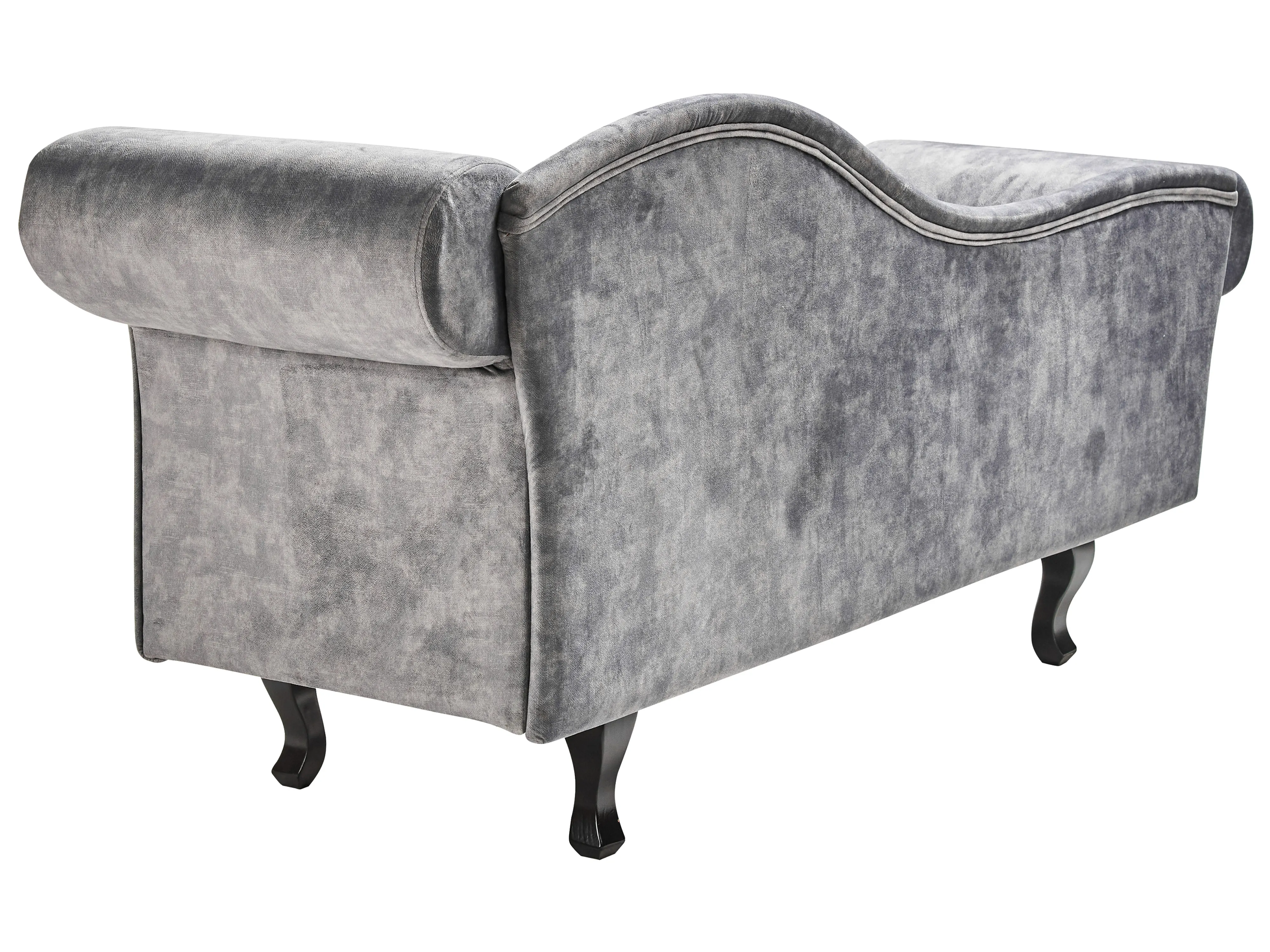 Rechtszijdige chaise longue LATTES II Fluweel Grijs met kussen