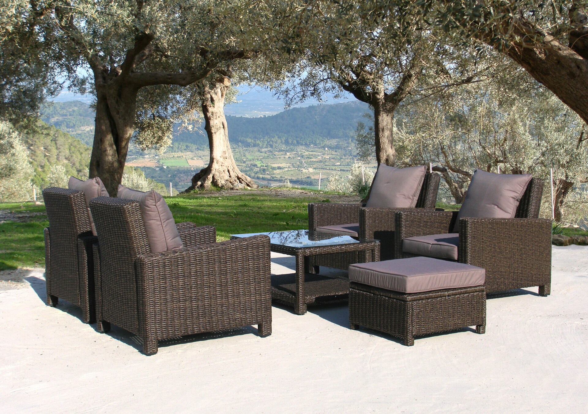 Famous Home Rattan Lounge Tisch 120x80cm CouchtischBeistelltisch Braun