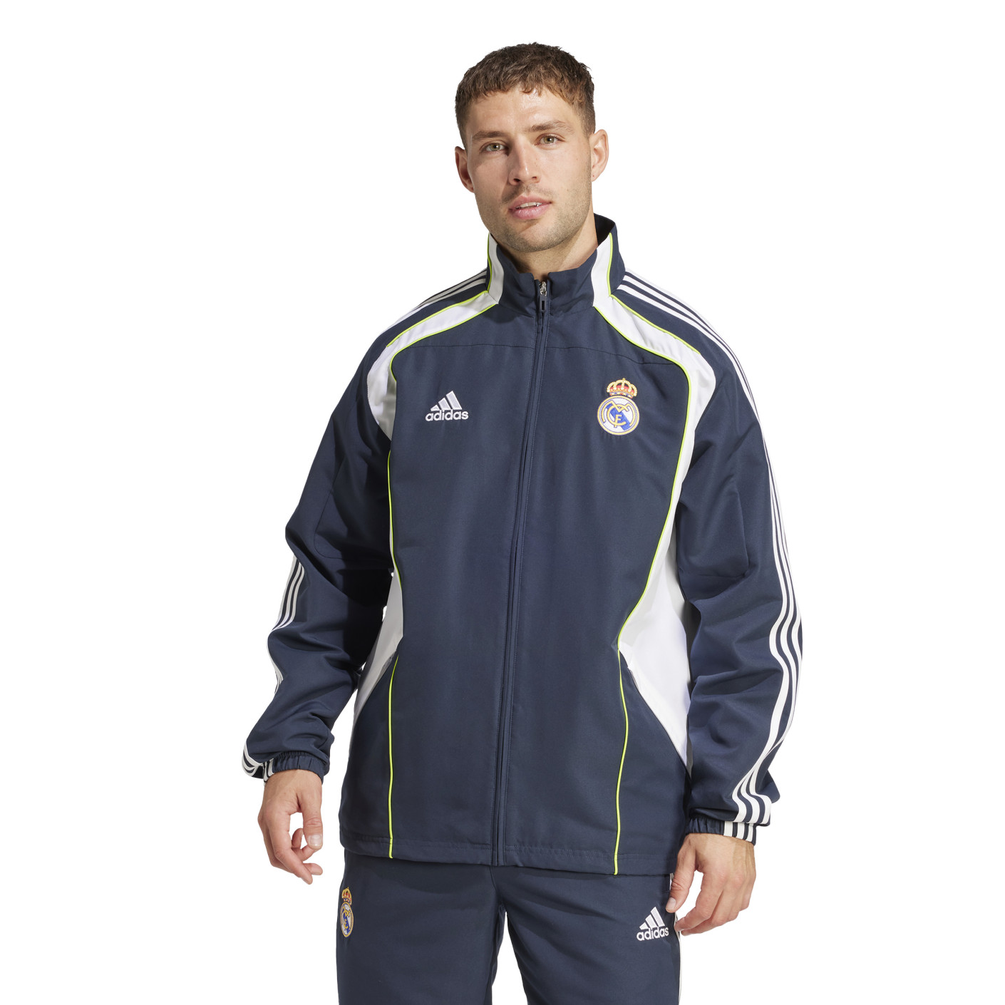 adidas Real Madrid Urban Purist Trainingspak Full-Zip 2024-2025 Donkerblauw Wit Lichtgroen