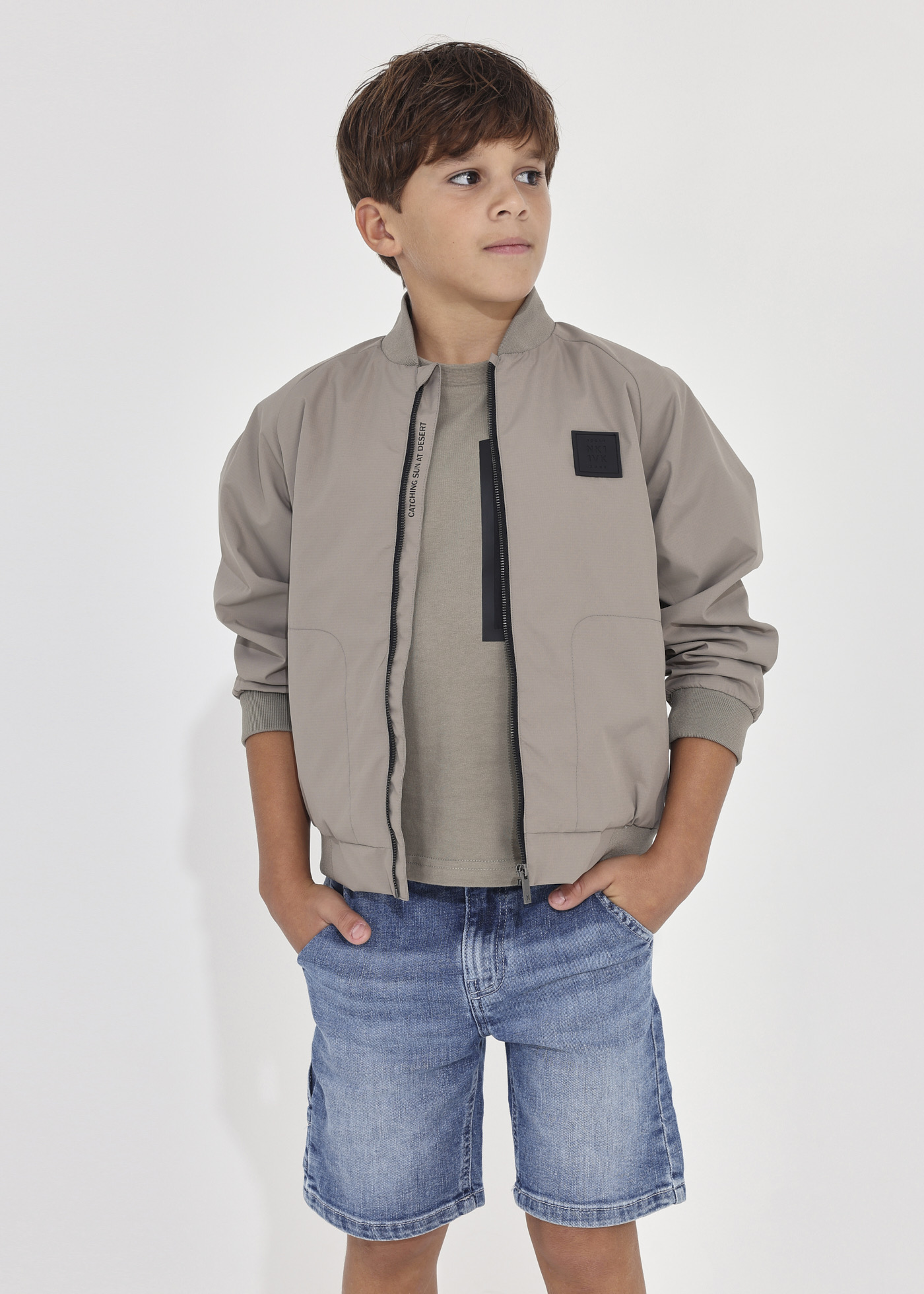 Jaqueta corta-vento infantil estilo bomber
