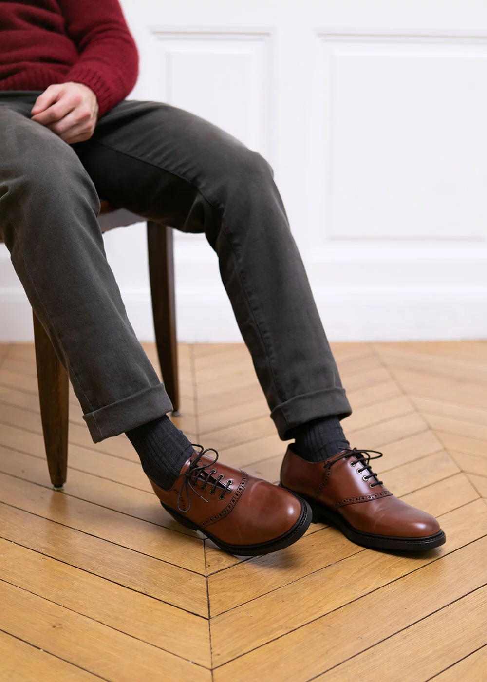 RICHELIEU SADDLE OXFORD CUIR MARRON