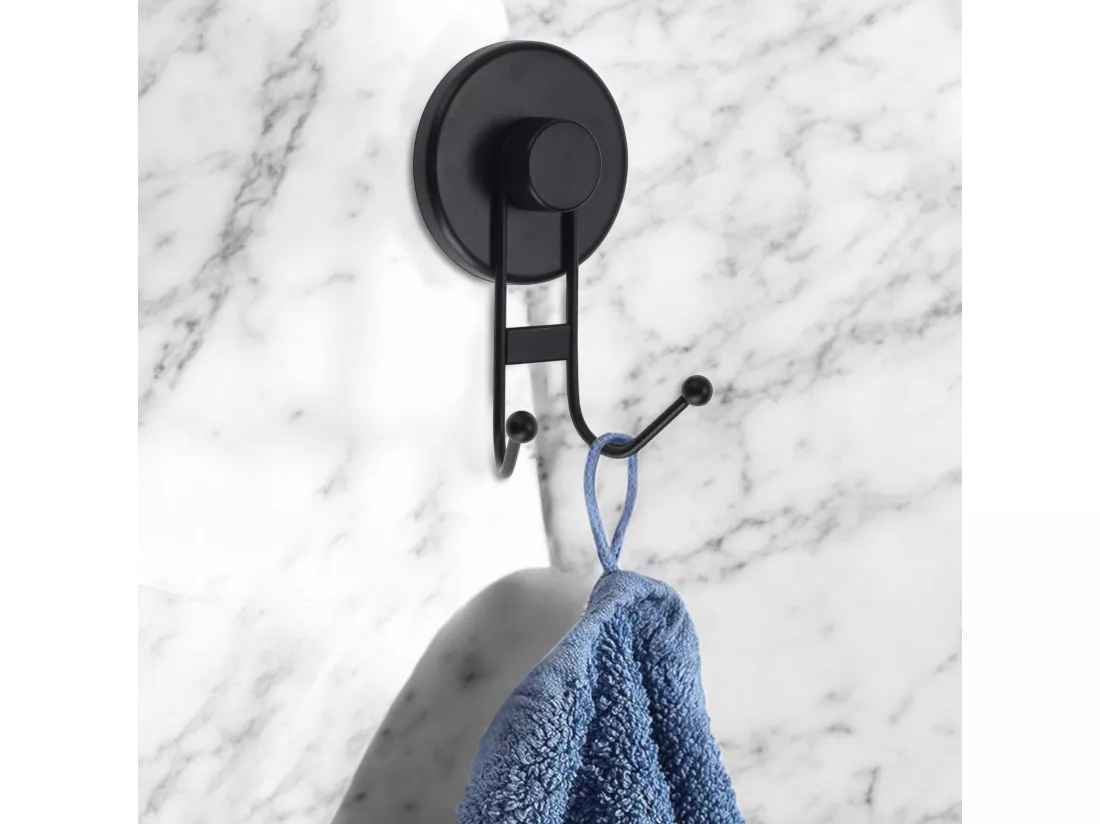 Crochet en fer Well Home avec ABS et couvercle à ventouse noir