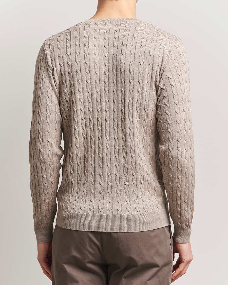 Stenströms Merino Cable Crew Neck Beige