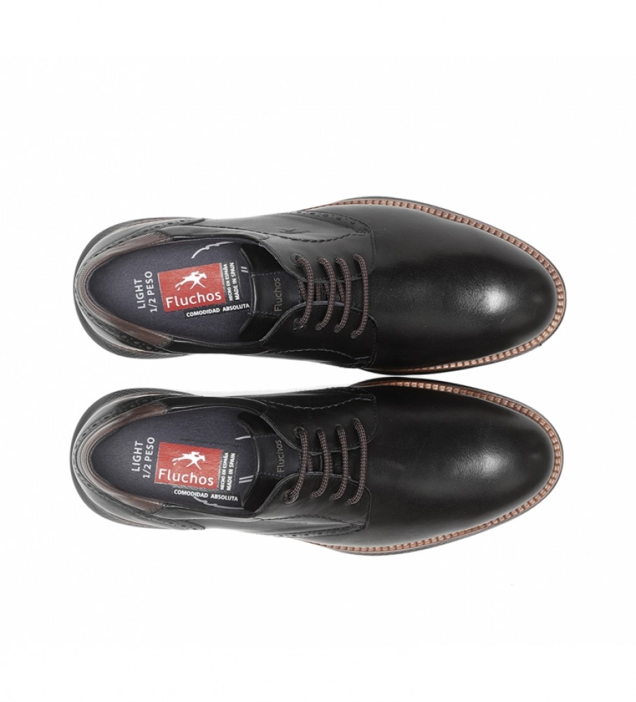 Sapatos Fluchos William F1351 em couro preto