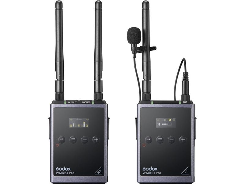 Godox Übertragungssystem WMicS1 Pro Kit Drahtloses Dual-Lavaliermikrofonsystem aus Metall mit flexibler Stromversorgung
