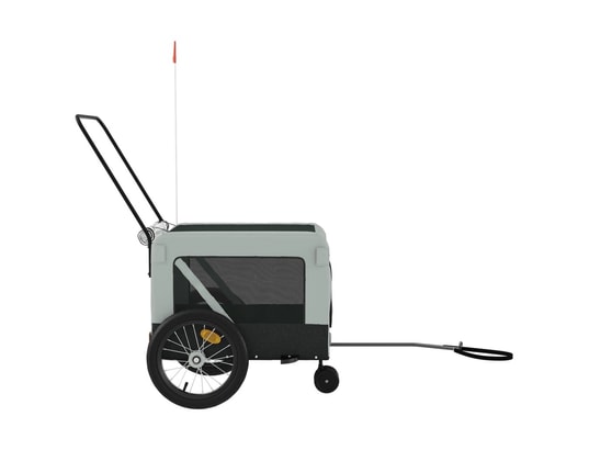 VIDAXL - Remorque de vélo pour animaux de compagnie gris et noir