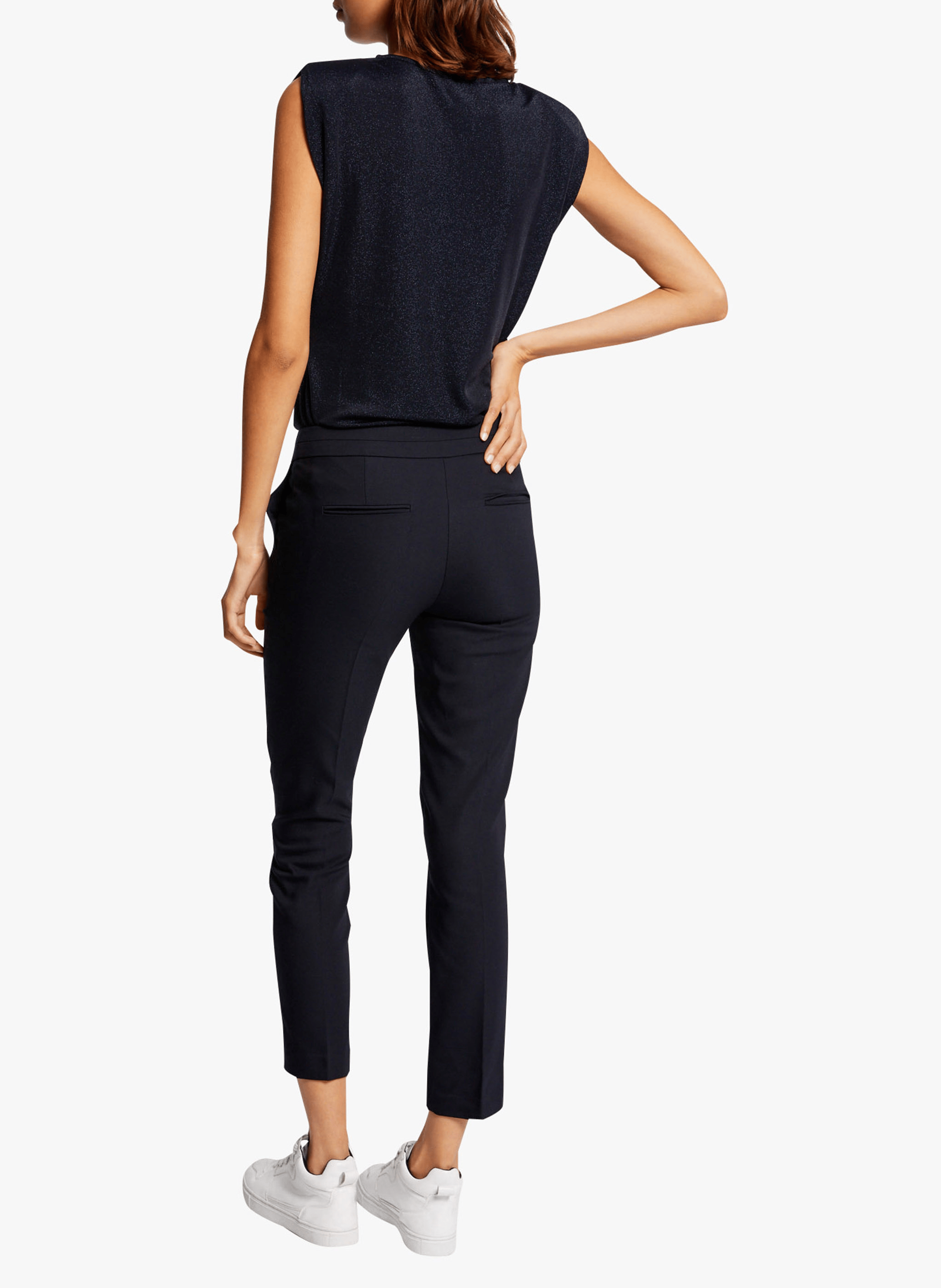 PLIME.F - Pantalon slim 7/8 en coton mélangé| Bleu