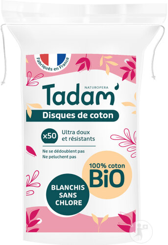 Tadam Disques De Cotons Ovales Bio À Démaquiller 50 Pièces