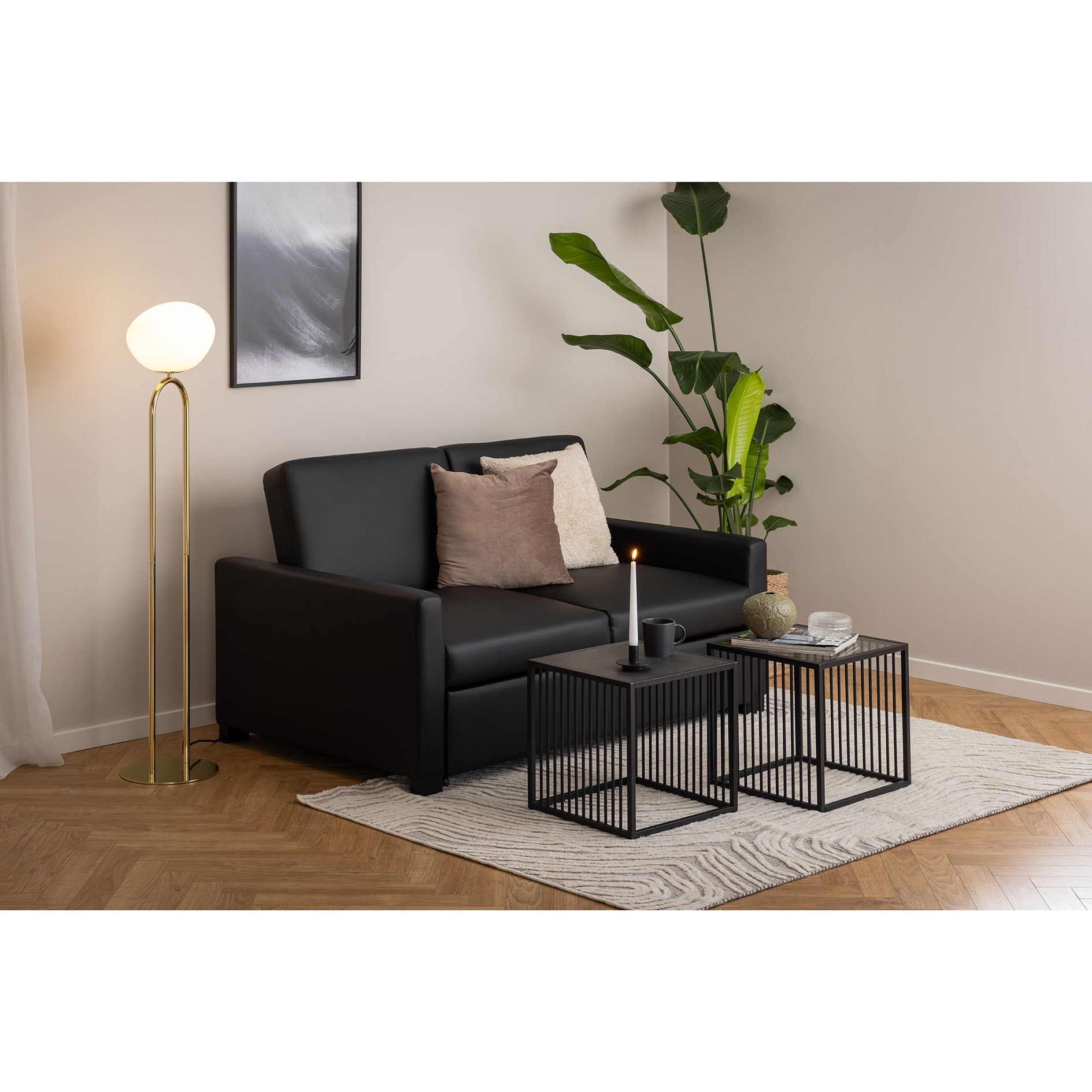 Beistelltisch STRINGTON - Marmoroptik-schwarz - 40 cm