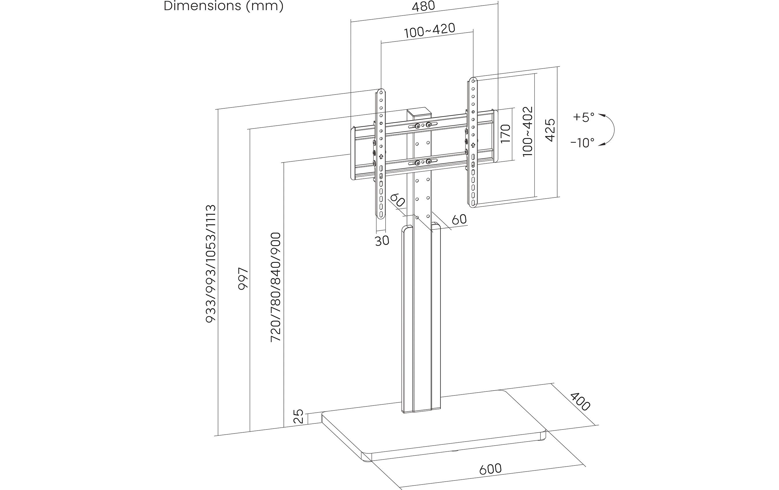 Standfuss PM-TVS-10 Schwarz<br>Erstklassige Lösung für Bildschirme von 32 bis 65 Zoll