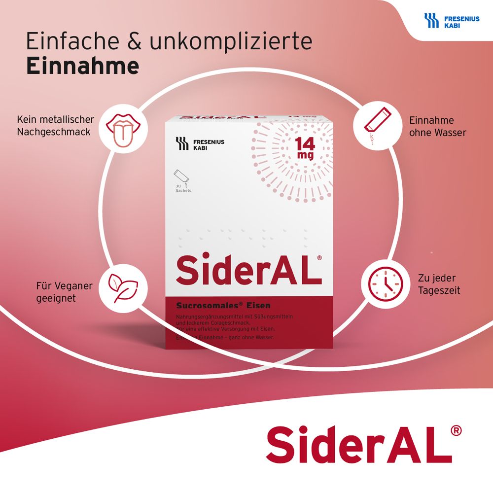 SiderAL® Eisen 14mg Cola mit Vitamin C | Nahrungsergänzungsmittel bei erhöhtem Eisenbedarf in der Stillzeit & beim Sport