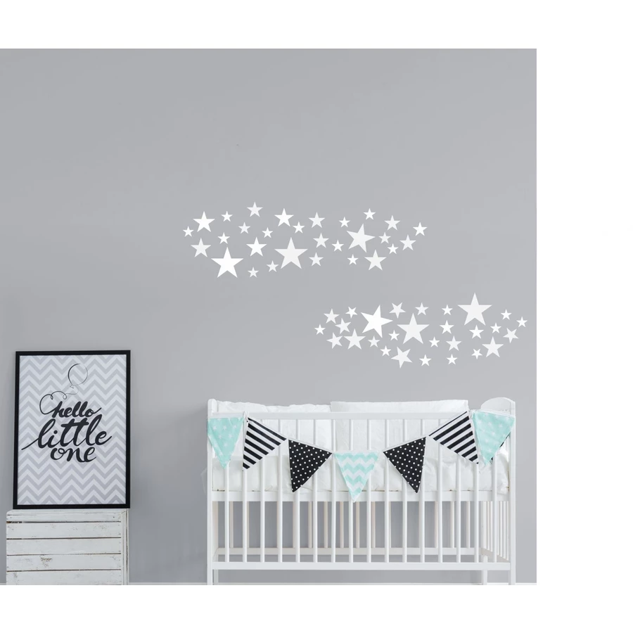 Nikima Wandtattoo 129-6 Sterne-Set weiß-grau 60 Stück weiß-grau
