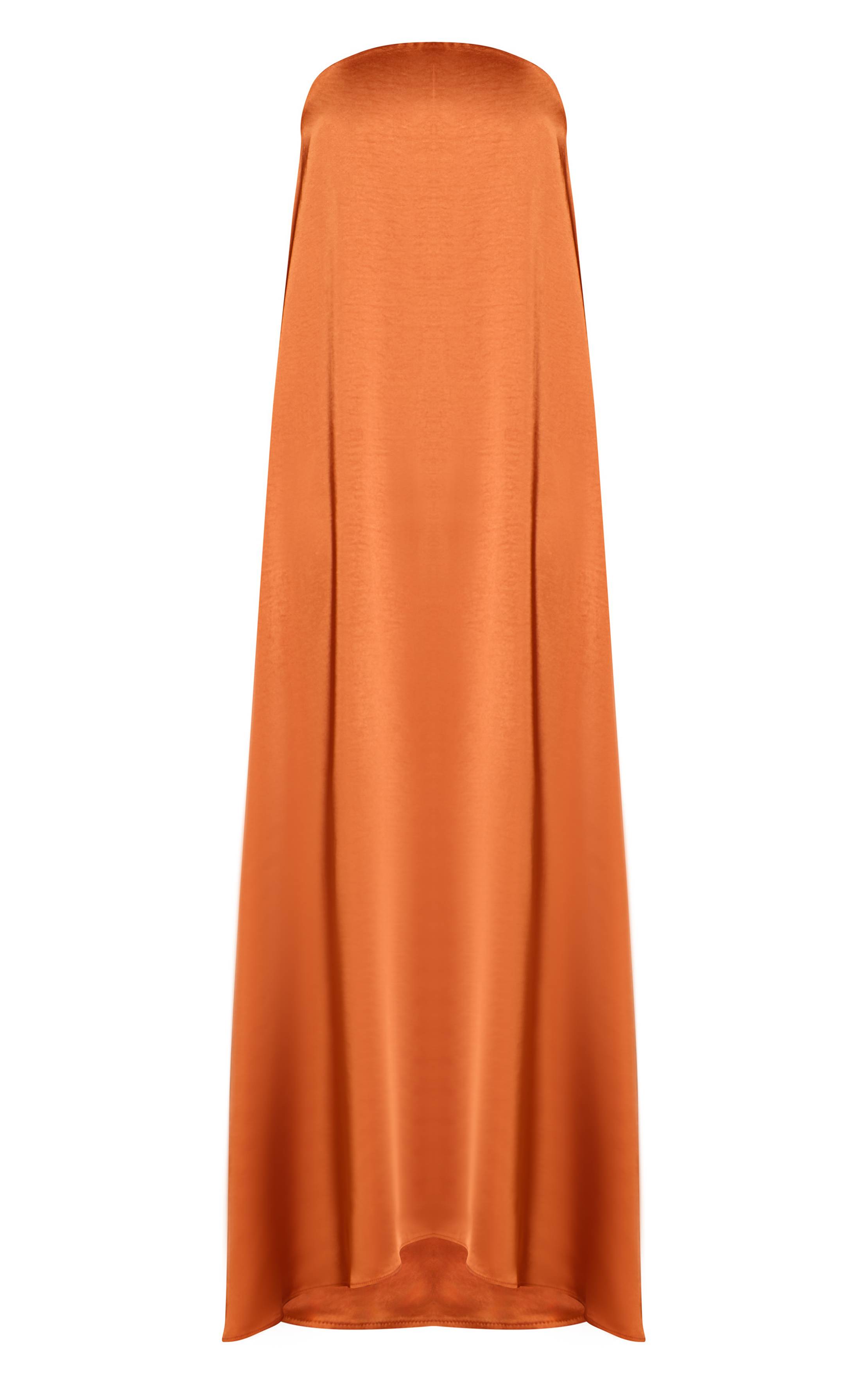 Rouille Robe Fourreau Bustier En Satin Texturé