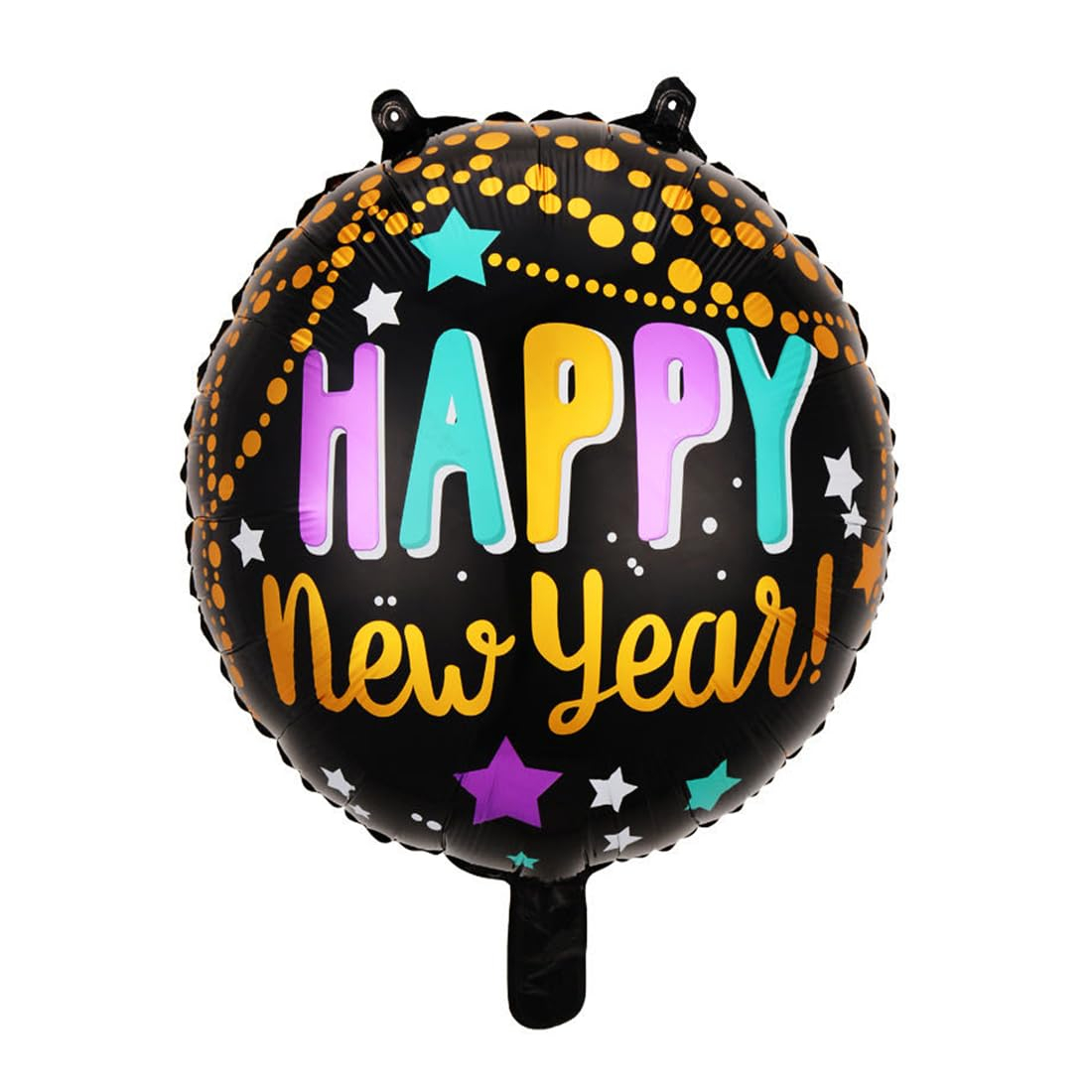 (9-tlg. Set) Silvester Party Deko Folien Ballon Happy New Year / Stern / Discokugel Luftballon - Bunt / Schwarz