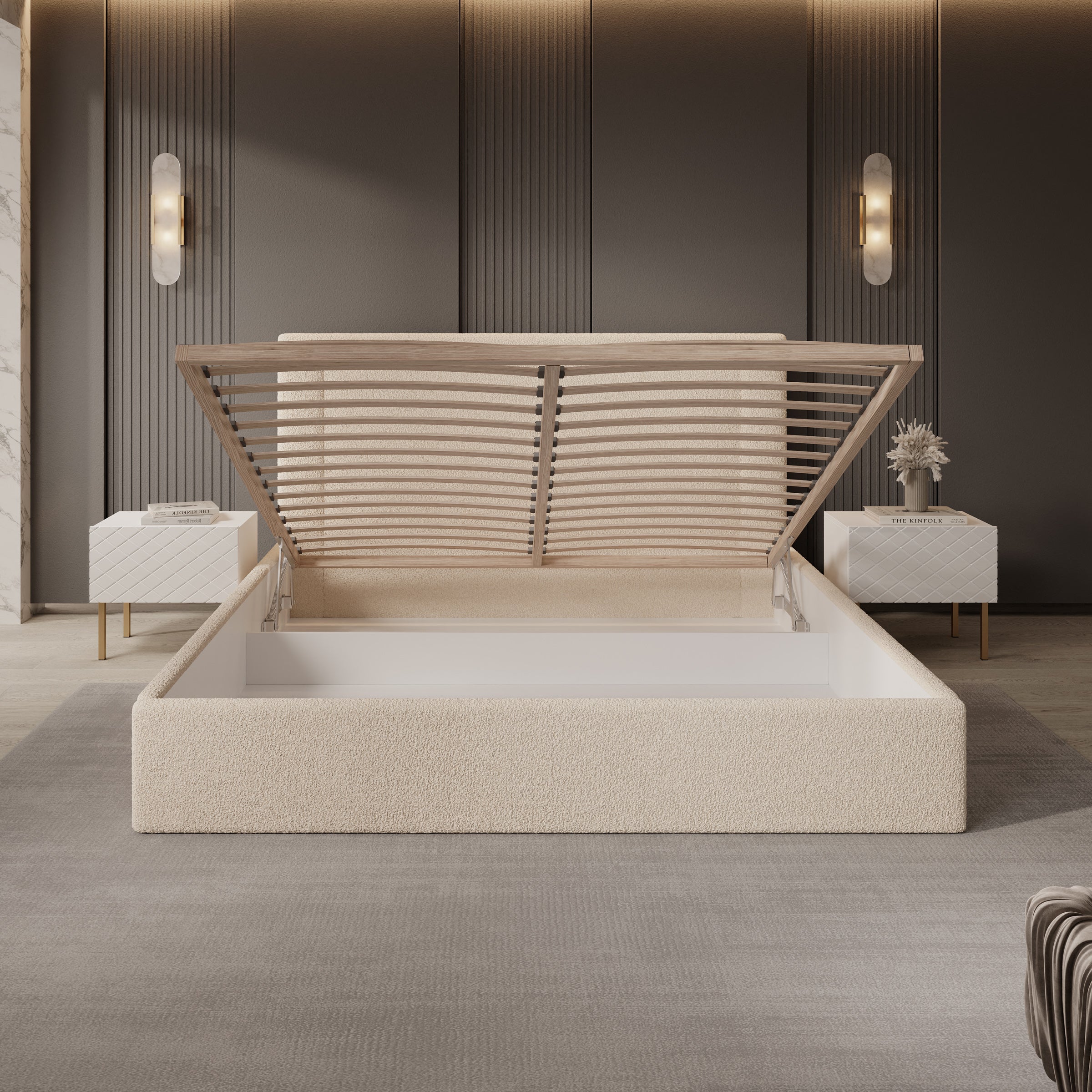 Dejada - Tweepersoonsbed - Beige teddystof - 180x200 cm