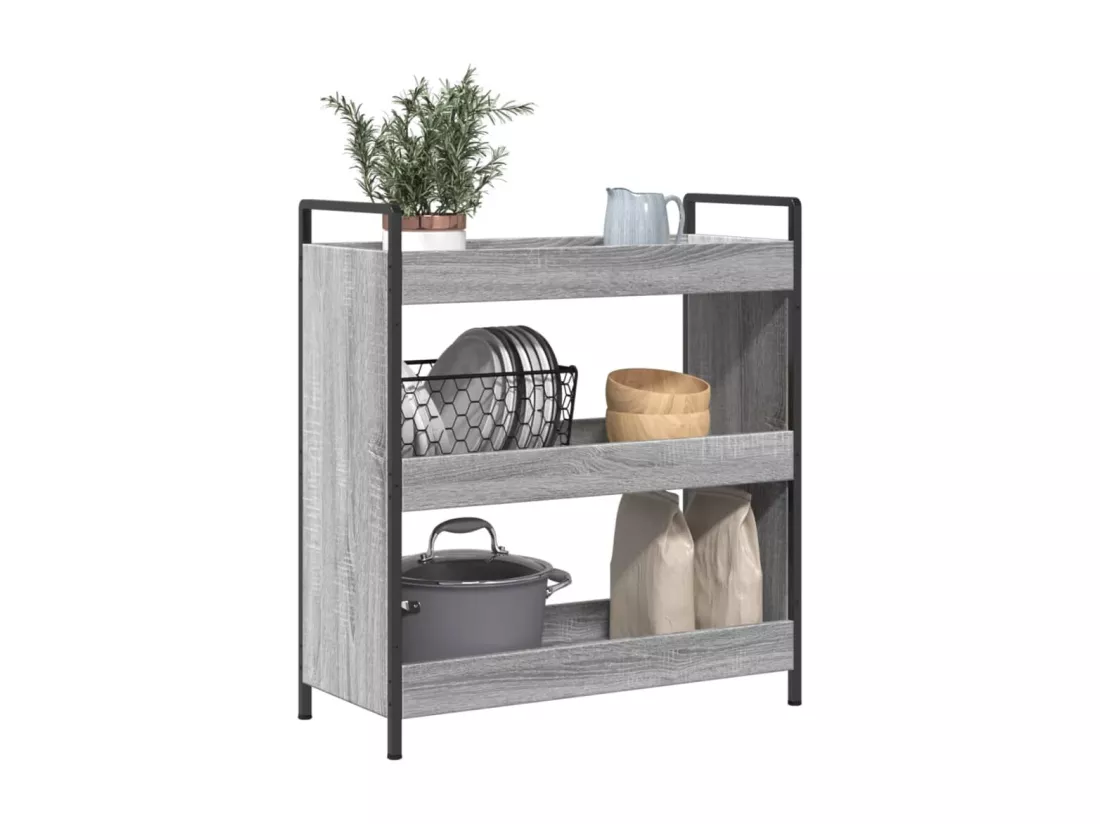 Chariot de cuisine sonoma gris 70x30x82 cm bois d'ingénierie