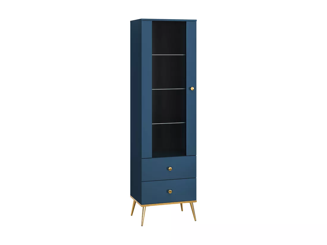 Vitrine 1 porte 2 tiroirs Thalia Bleu