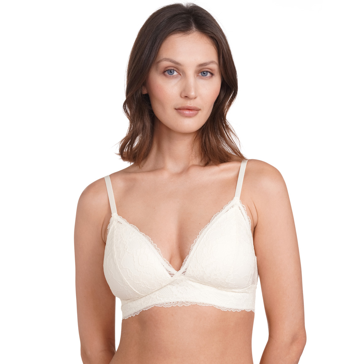 Gina Benotti 2 Damen Bralette-BHs aus floraler Spitze cremeweiss / schwarz