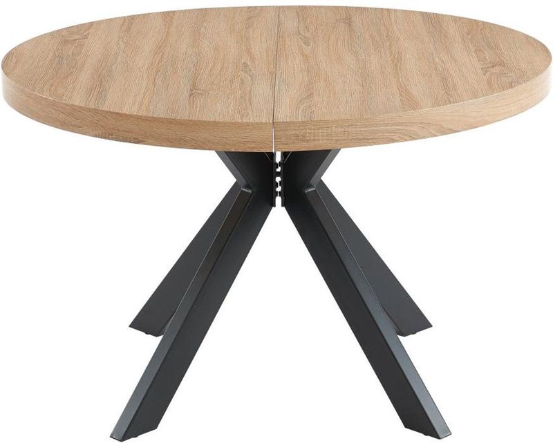 Vente-unique Uitschuifbare Eettafel - Naturel en Zwart - Voor 4 tot 8 Personen