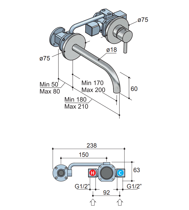 Hotbath Laddy Inbouw Wastafelkraan Chroom L005J