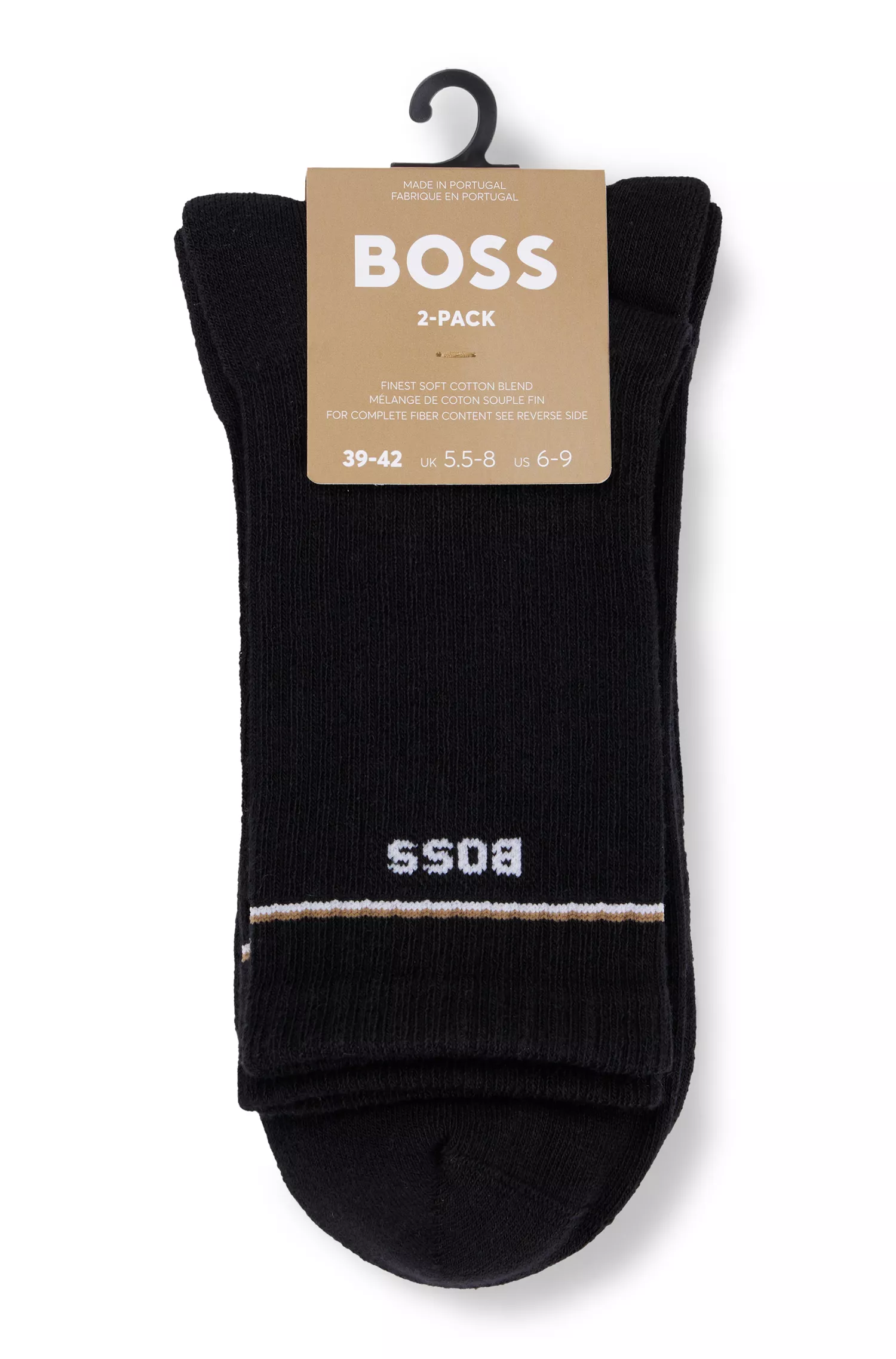 BOSS Preto - Pacote com dois pares de meias cano curto com detalhes do logotipo