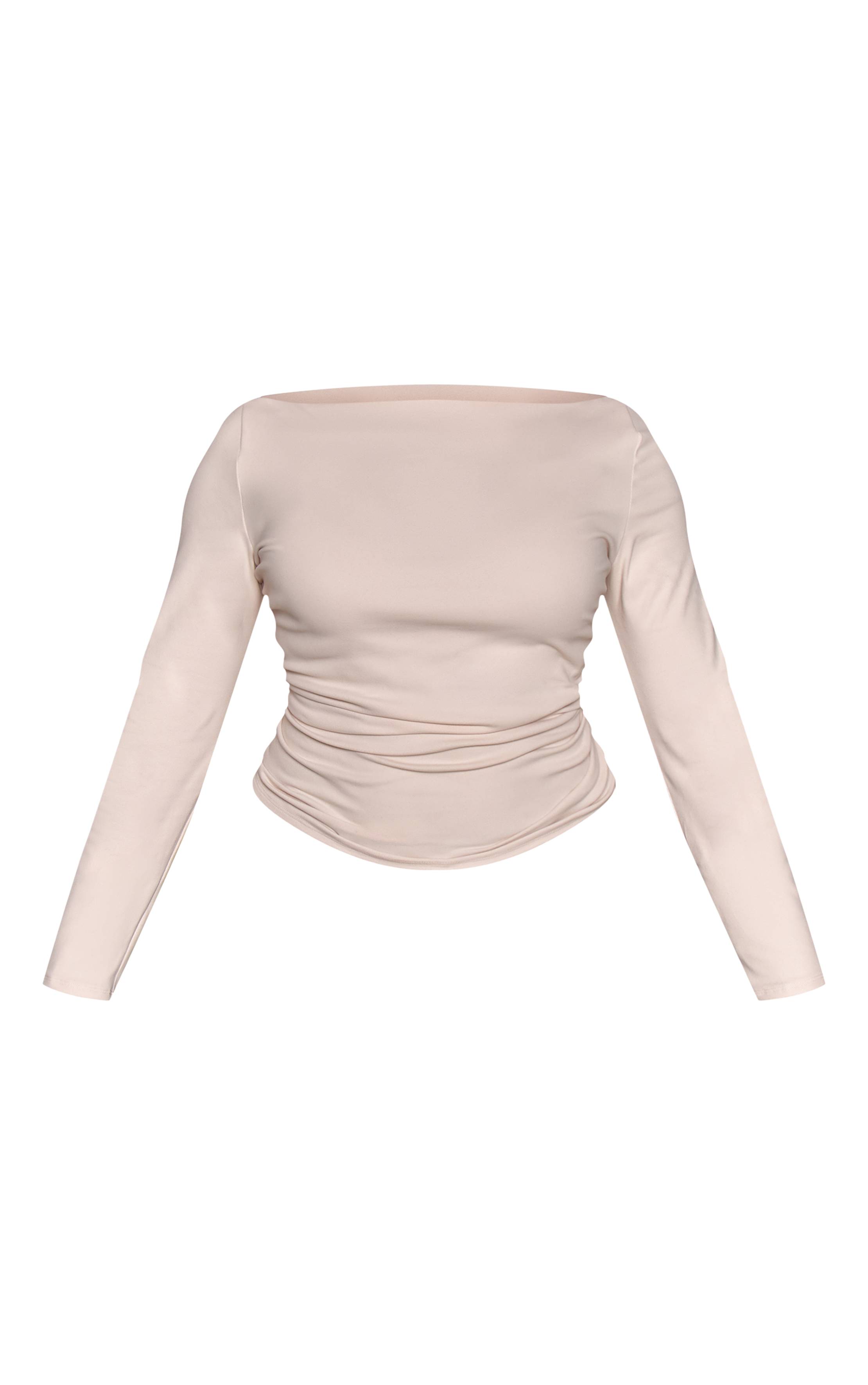 Crème Haut Bardot Grande Taille À Manches Longues Toucher Doux