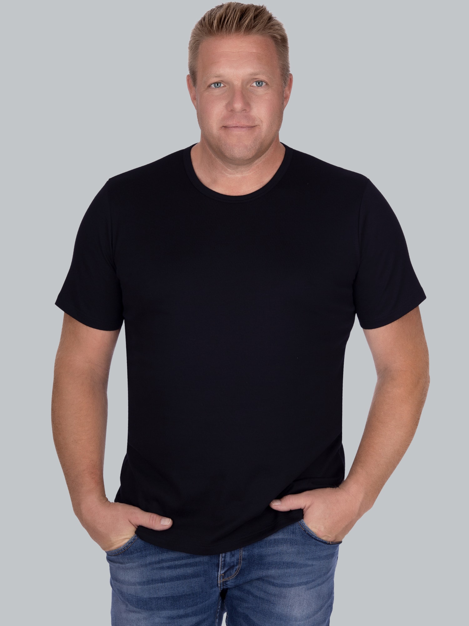 T-Shirt aus Baumwolle/Elastan Schwarz