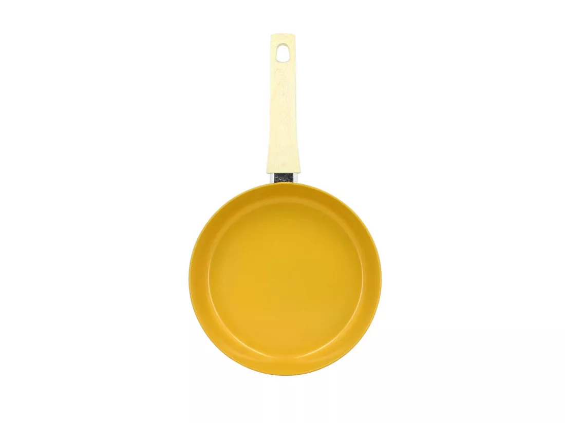 Menastyl - Poele 24cm Colorama Safran - En Aluminium - Revetement Antiadhesif En Ceramique