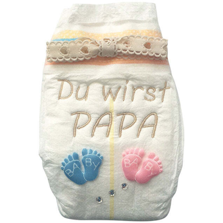 Tanjo Bestickte Windel Papa Du wirst Papa beige