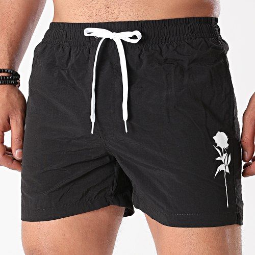 Short De Bain Rose Noir Blanc