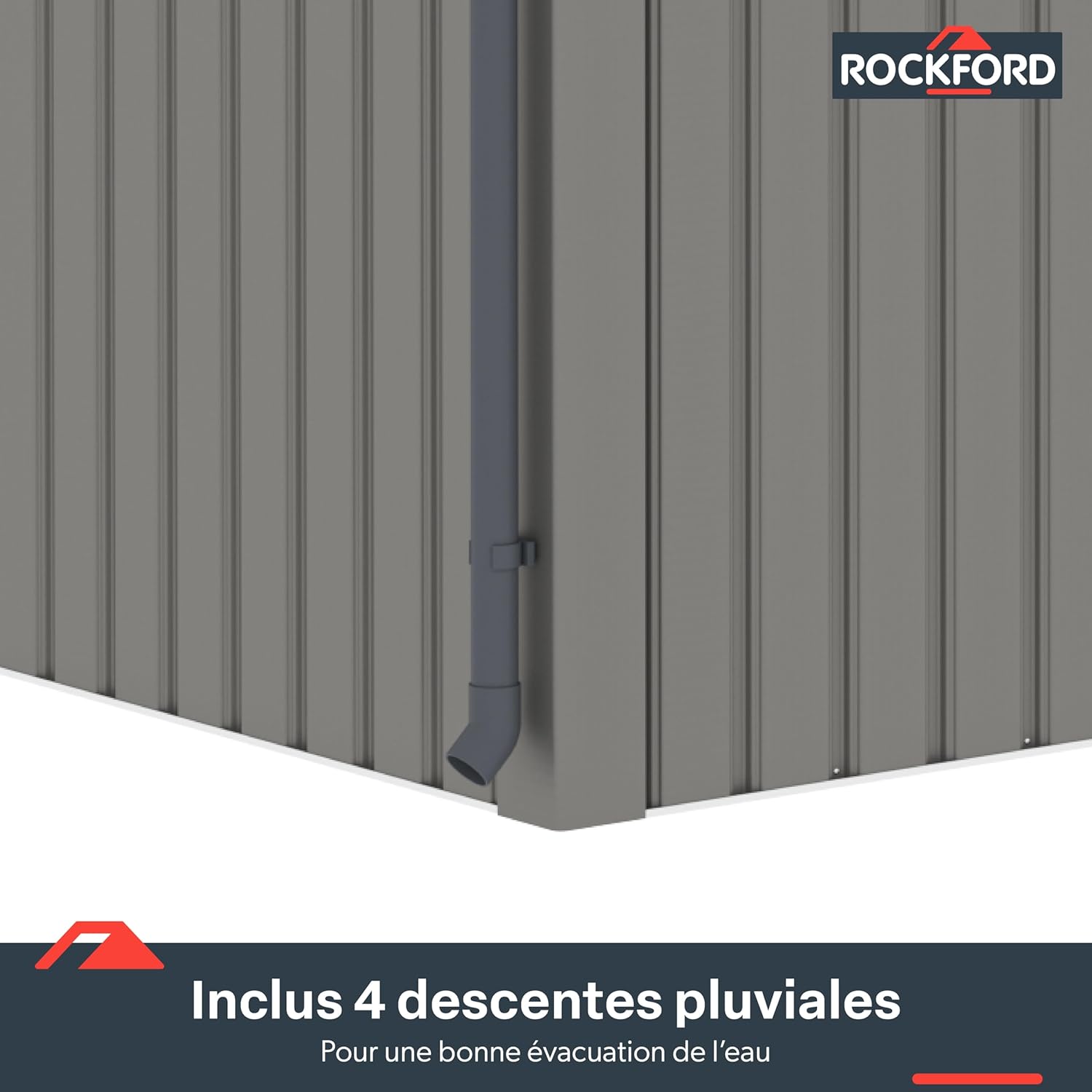 Rockford Lagos 300 Gartenhaus aus Metall, Grau
