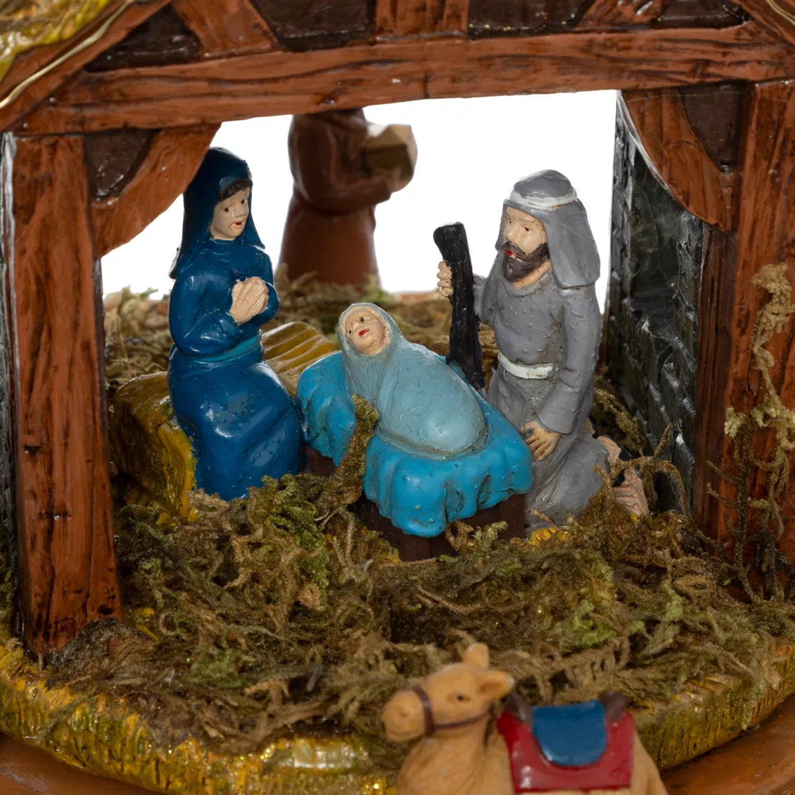 Crèche lumineuse, musicale et animée (D22 cm) Nuit de Noël