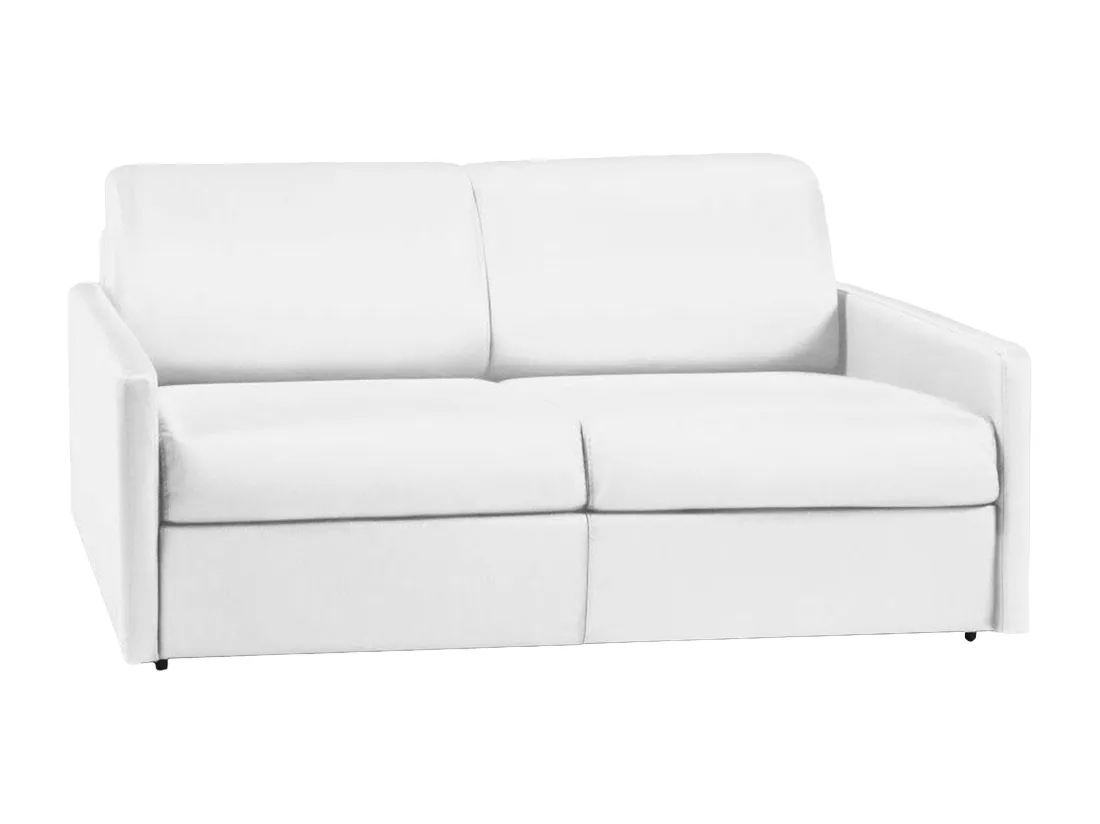 Canapé 3 places convertible express en simili blanc - Couchage 140 cm - Matelas 22 cm CALIFE