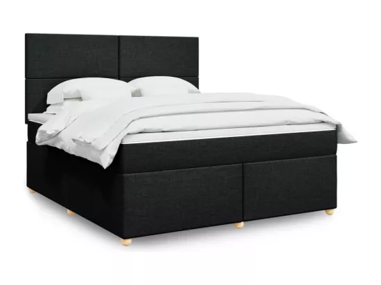 Sommier à lattes de lit avec matelas Noir 180x200 cm Tissu