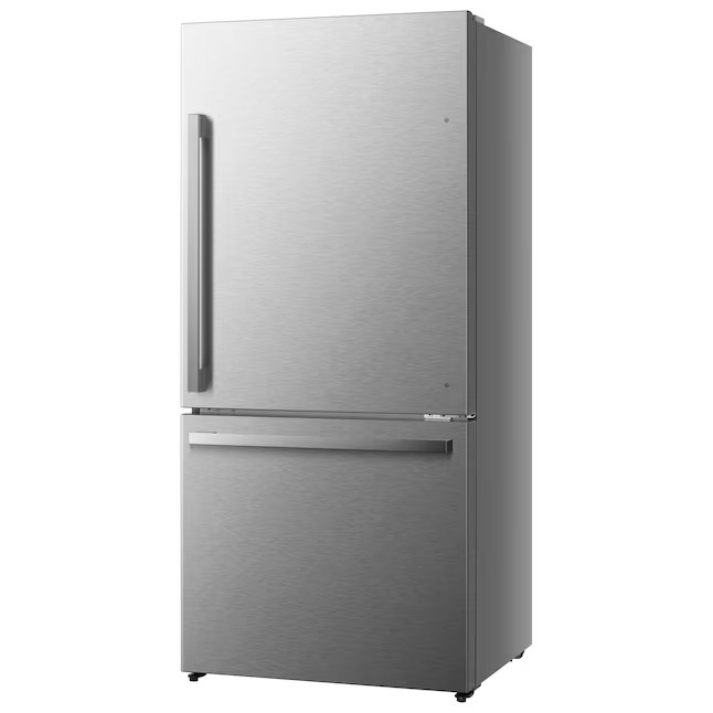 Refrigerador Hisense de 17,2 pés cúbicos com freezer na parte inferior e profundidade de balcão (aço inoxidável resistente a impressões digitais) ENERGY STAR