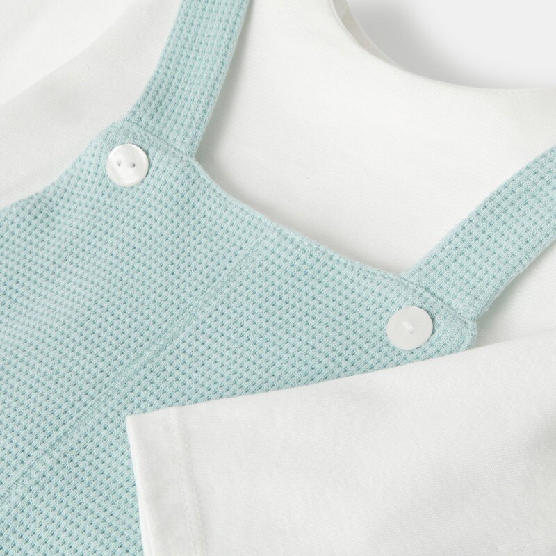 Salopette en coton nid d'abeille avec t-shirt intégré turquoise naissance Absorba Turquoise