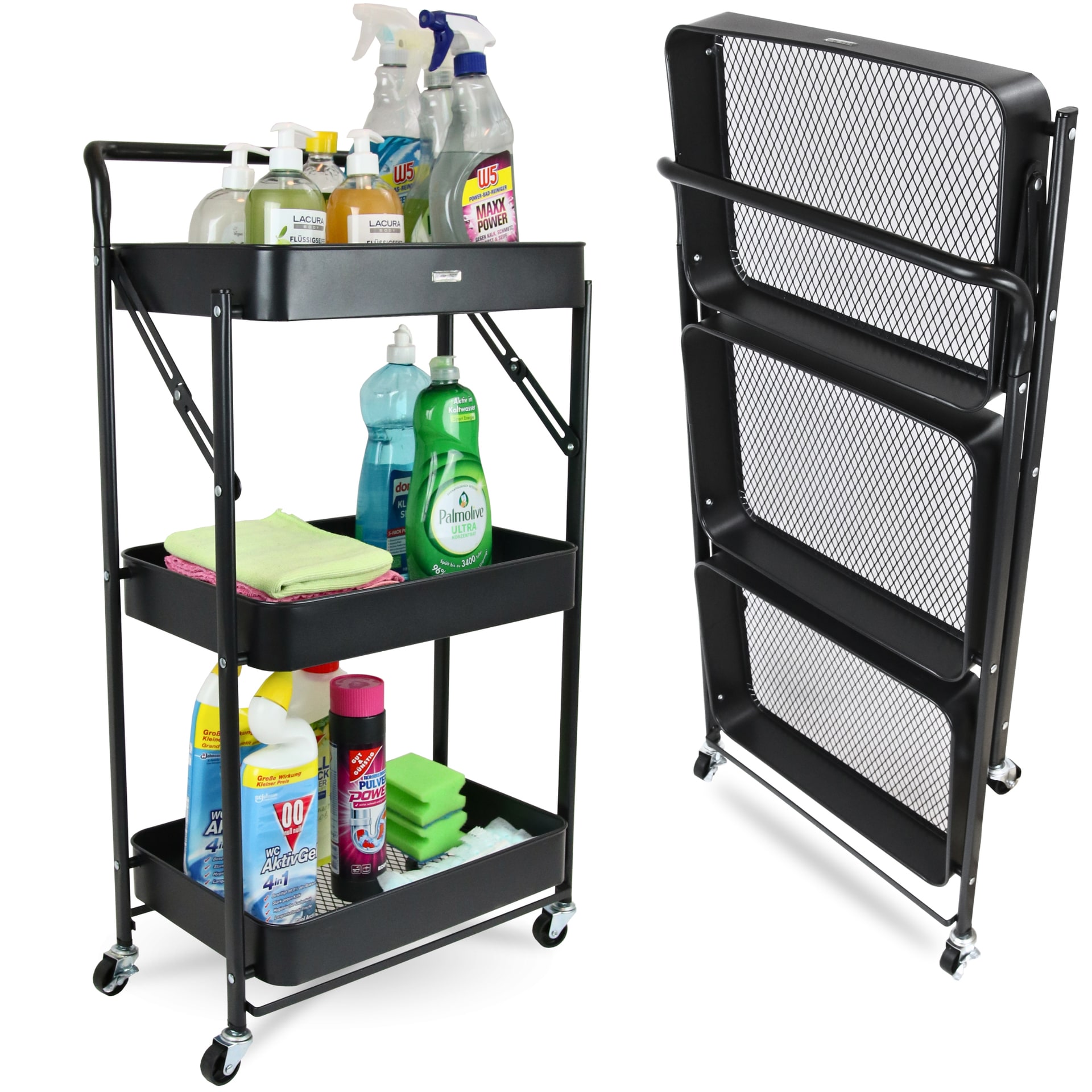 deluxe4home Servierwagen 45 x 87 cm schwarz