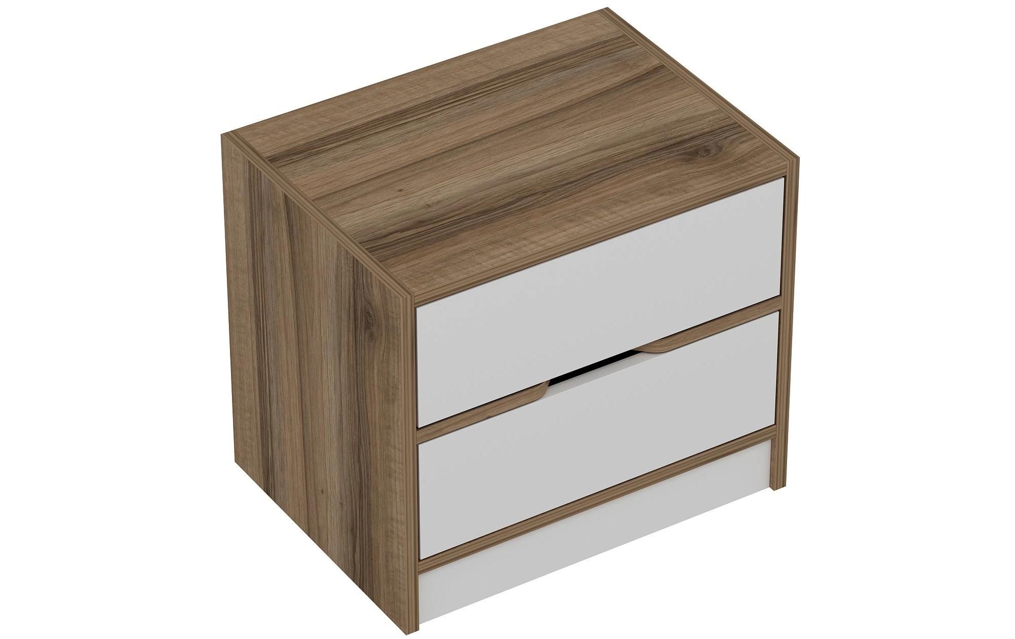 Nachttisch Elina 54 x 40 x 47 cm, Weiss/Braun<br>Nachtkommode