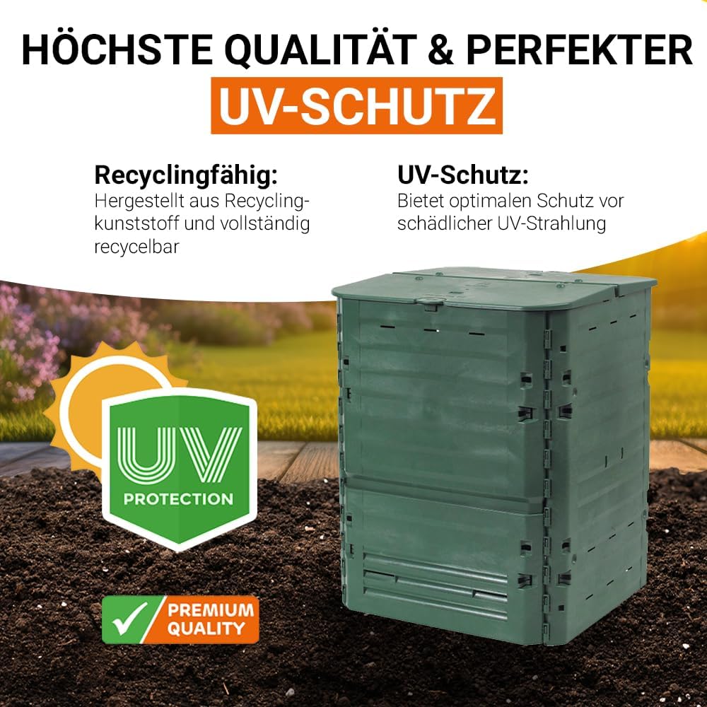 GARANTIA Thermo-King Komposter 600 Liter grün - Komposter Garten, Schnellkomposter, Abfall & Recycling, Biomüll, Komposteimer, Thermokomposter, Garten, Schnellkomposter Garten, Kompost