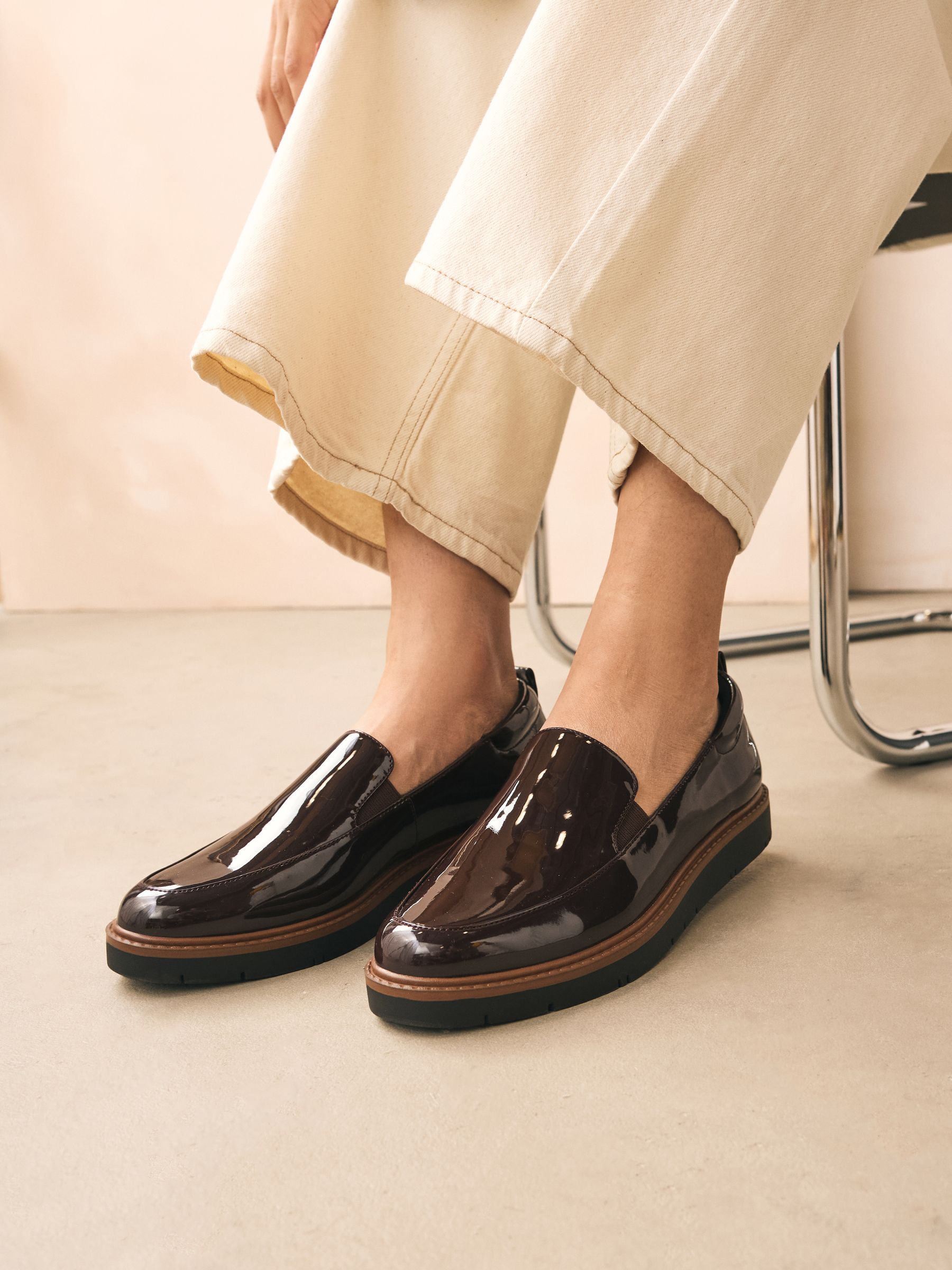 Bruin gepantenteerd - Forever Comfort® Slip On Clean Chunky Sole Loafers